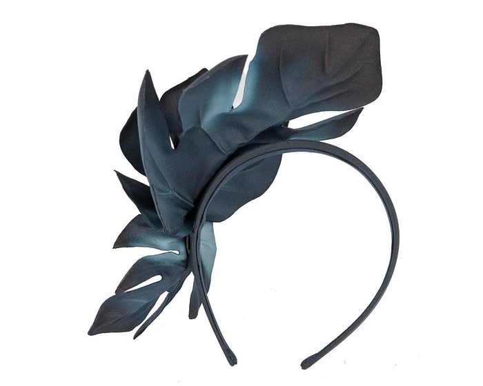 Fascinators Online - Large navy leaves racing fascinator by Max Alexander