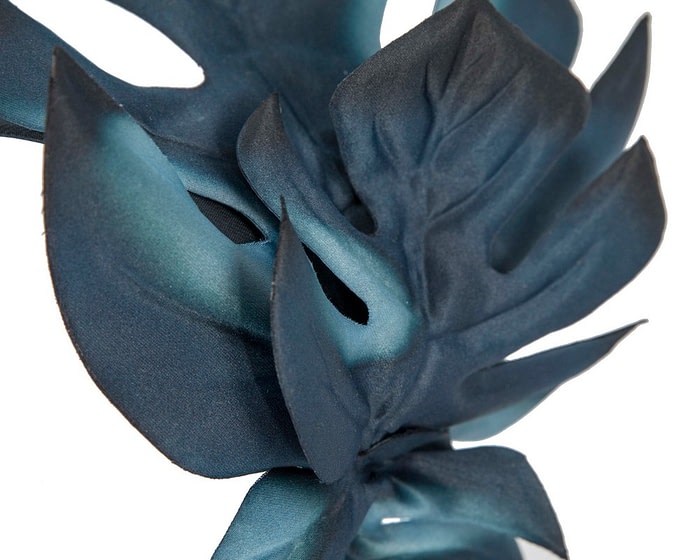 Fascinators Online - Large navy leaves racing fascinator by Max Alexander