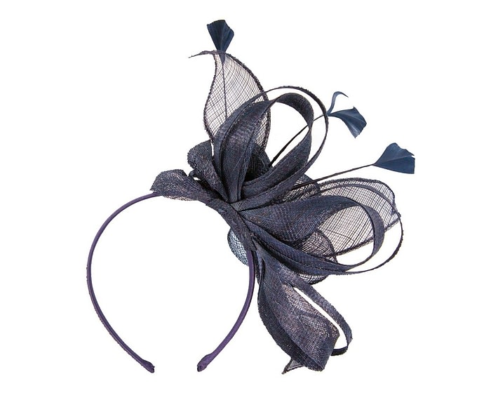 Navy sinamay flower headband - Image 4