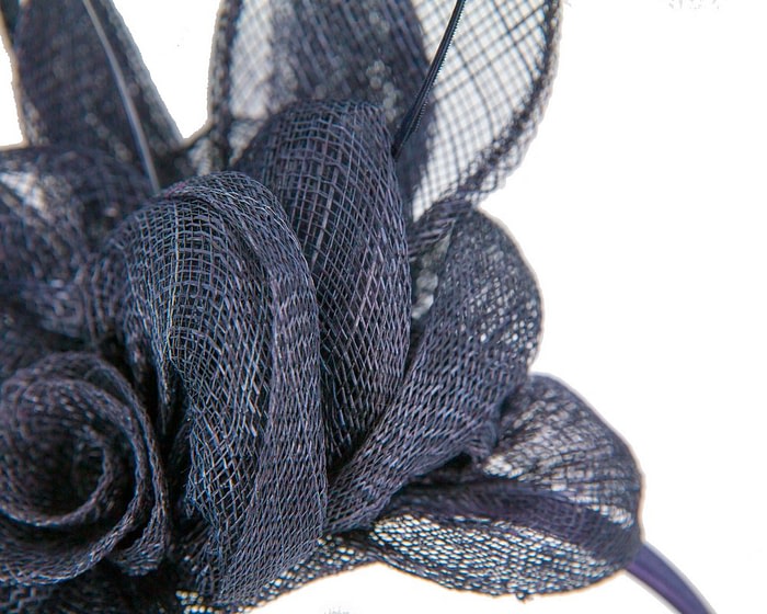 Navy sinamay flower headband - Image 3
