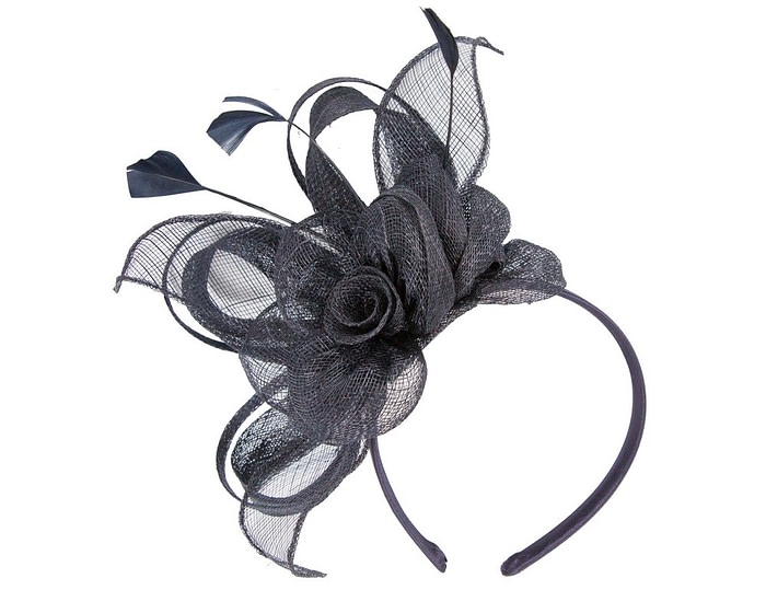 Navy sinamay flower headband - Image 2