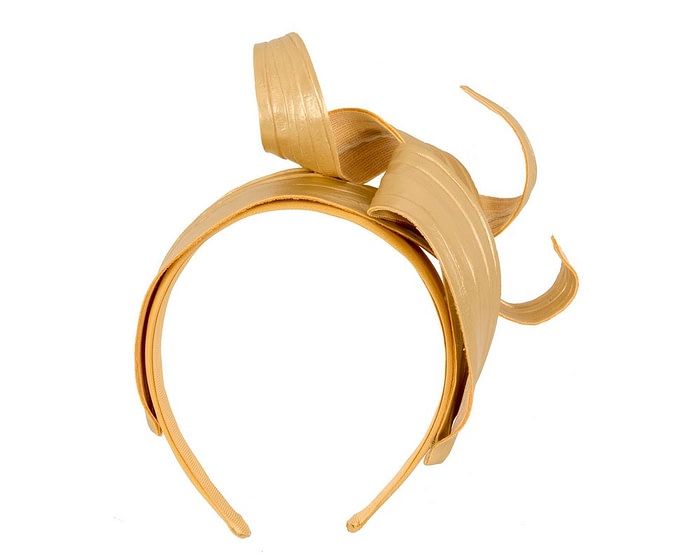 Gold leather fascinator by Max Alexander - Image 2