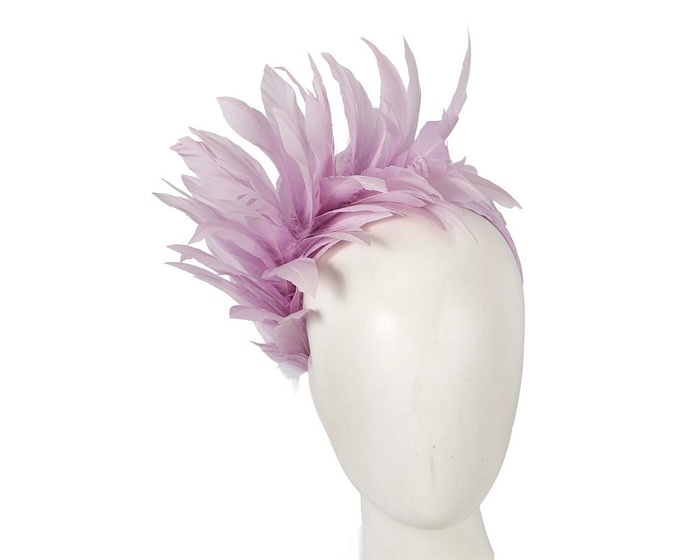 Lilac feather bunch fascinator by Max Alexander