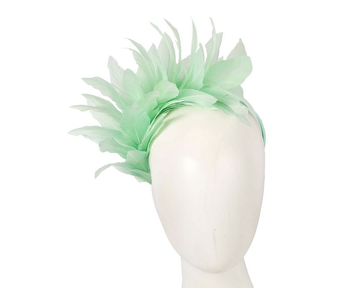 Mint green feather bunch fascinator by Max Alexander