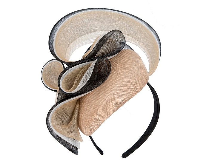 Fascinators Online - Large nude and black fascinator by Fillies Collection