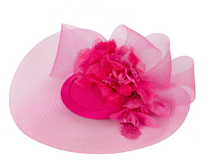 Fuchsia cocktail hat by Cupids Millinery - Image 2