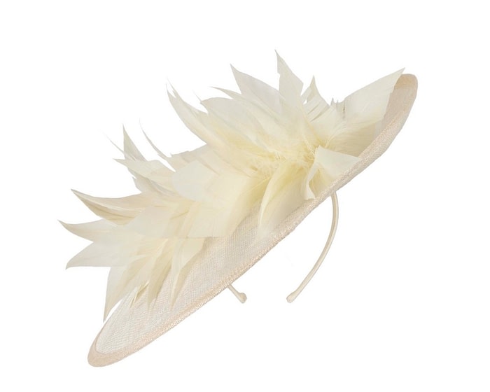 Fascinators Online - Large cream sinamay hat by Max Alexander