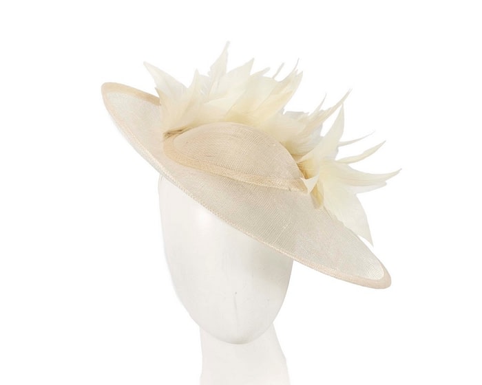 Fascinators Online - Large cream sinamay hat by Max Alexander