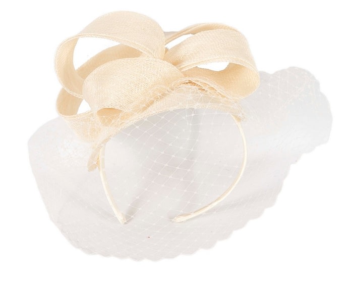 Fascinators Online - Cream fascinator with face veil by Max Alexander