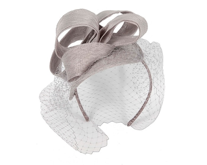 Fascinators Online - Silver fascinator with face veil by Max Alexander