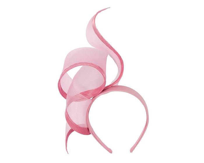 Twisted dusty pink racing fascinator by Fillies Collection - Image 2