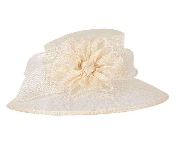 Fascinators Online - Wide brim cream sinamay fashion hat by Max Alexander