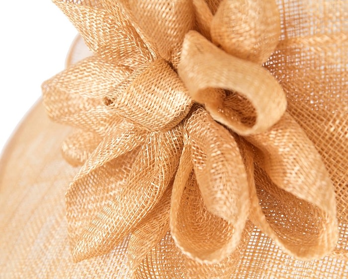 Wide brim gold sinamay fashion hat by Max Alexander - Image 5