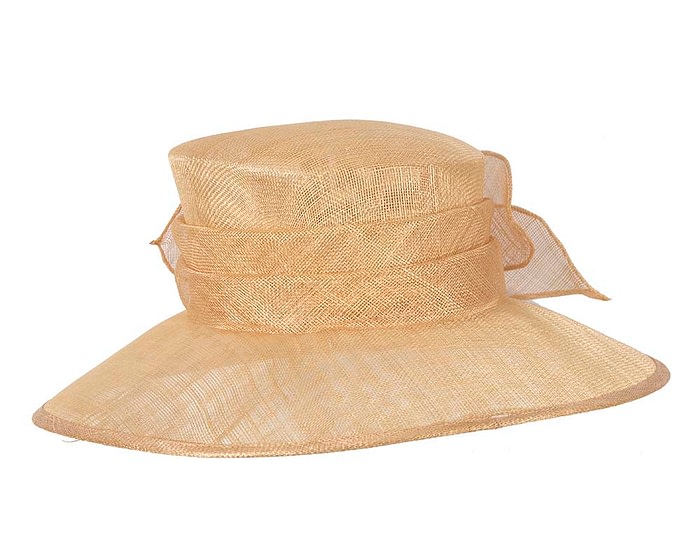 Wide brim gold sinamay fashion hat by Max Alexander - Image 3
