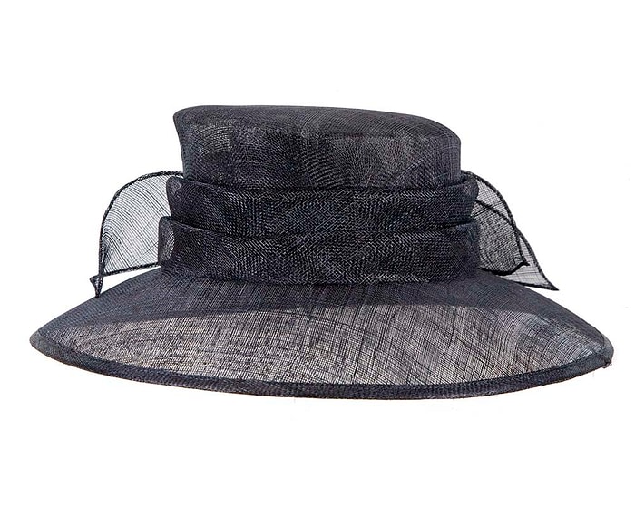 Wide brim navy sinamay fashion hat by Max Alexander - Image 3