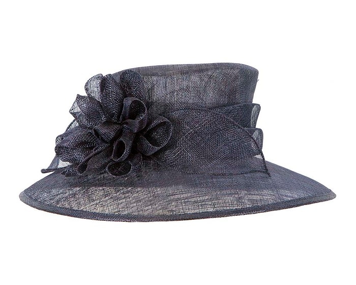 Wide brim navy sinamay fashion hat by Max Alexander - Image 2