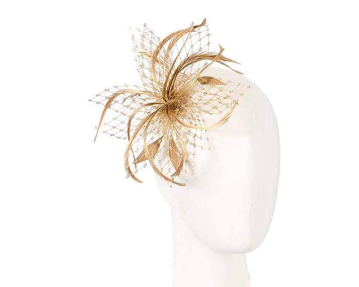 Fascinators Online - Custom made gold fascinator by Cupids Millinery