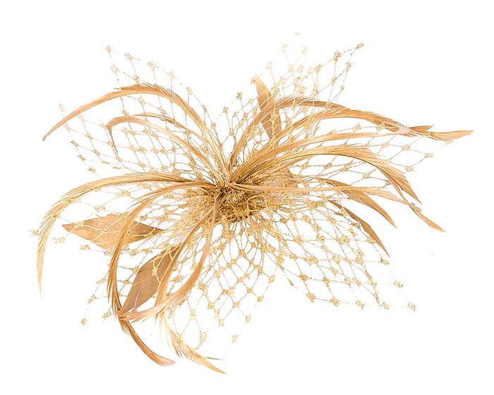 Fascinators Online - Custom made gold fascinator by Cupids Millinery