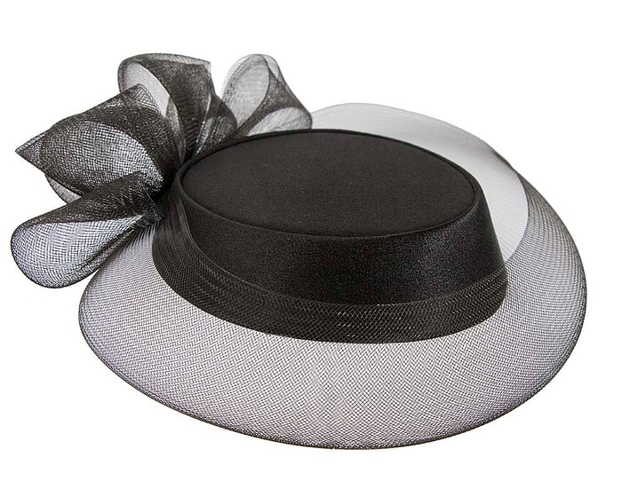 Fascinators Online - Black custom made special occasion hat by Cupids Millinery