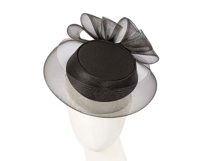 Black custom made special occasion hat by Cupids Millinery