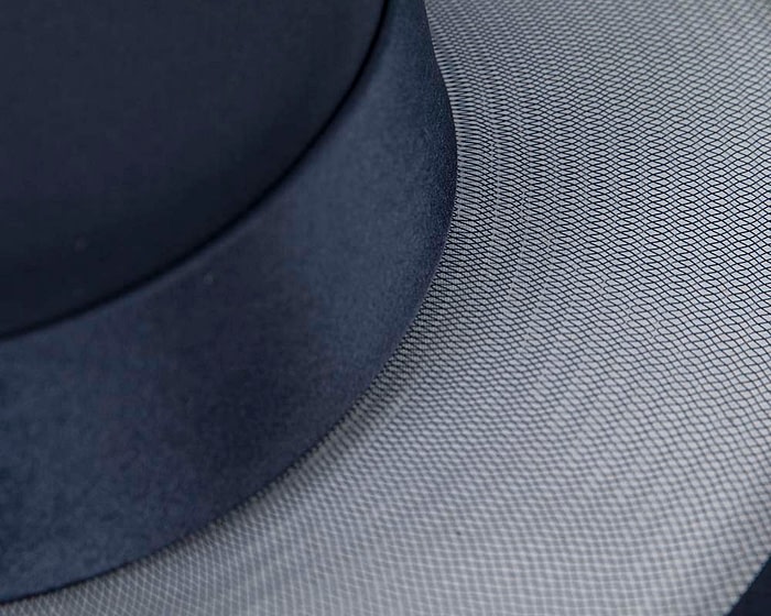 Fascinators Online - Navy boater hat by Cupids Millinery Melbourne