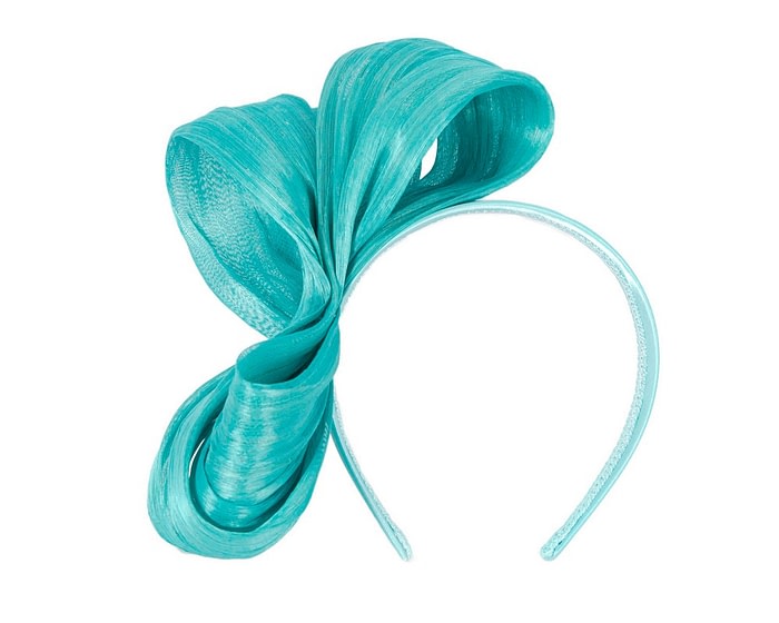Turquoise bow racing fascinator by Fillies Collection - Image 2