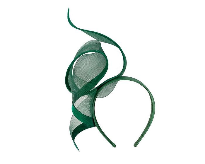 Twisted dark green racing fascinator by Fillies Collection - Image 2