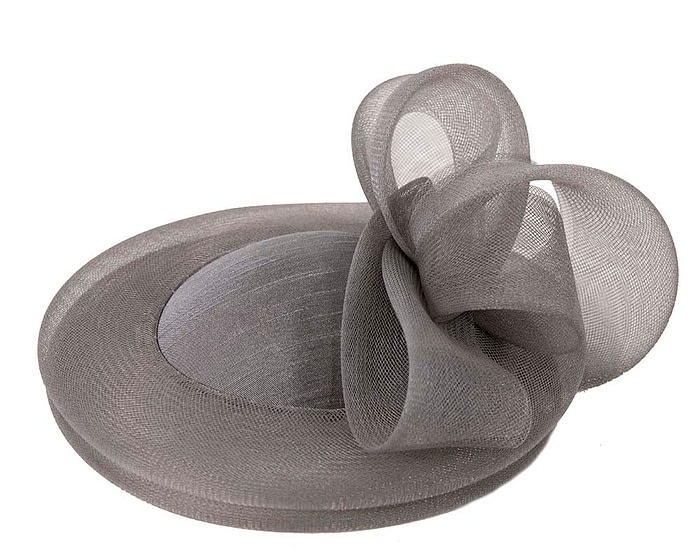 Charcoal custom made cocktail hat by Cupids Millinery - Image 3