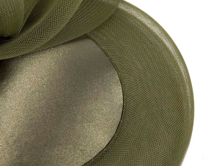 Khaki custom made cocktail hat by Cupids Millinery - Image 5