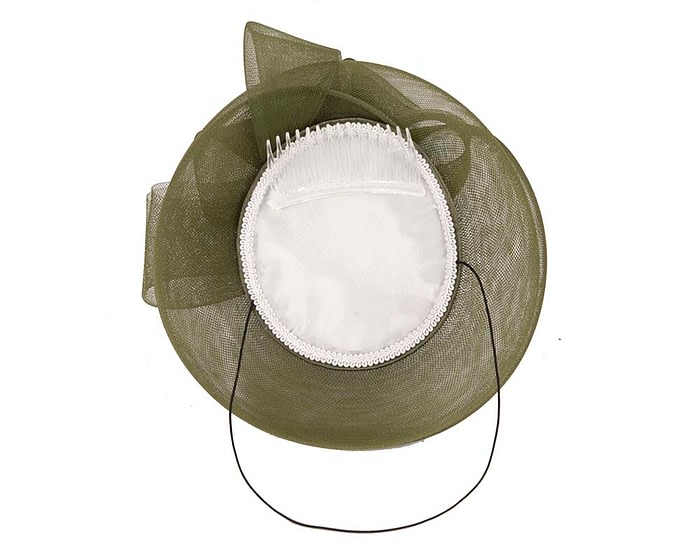Khaki custom made cocktail hat by Cupids Millinery - Image 4