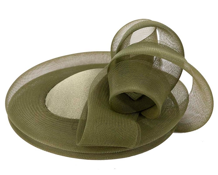 Khaki custom made cocktail hat by Cupids Millinery - Image 3