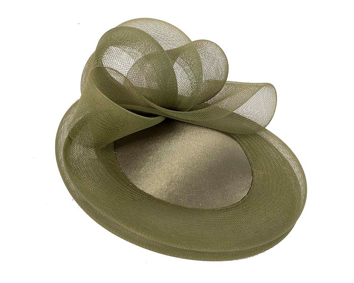 Khaki custom made cocktail hat by Cupids Millinery - Image 2