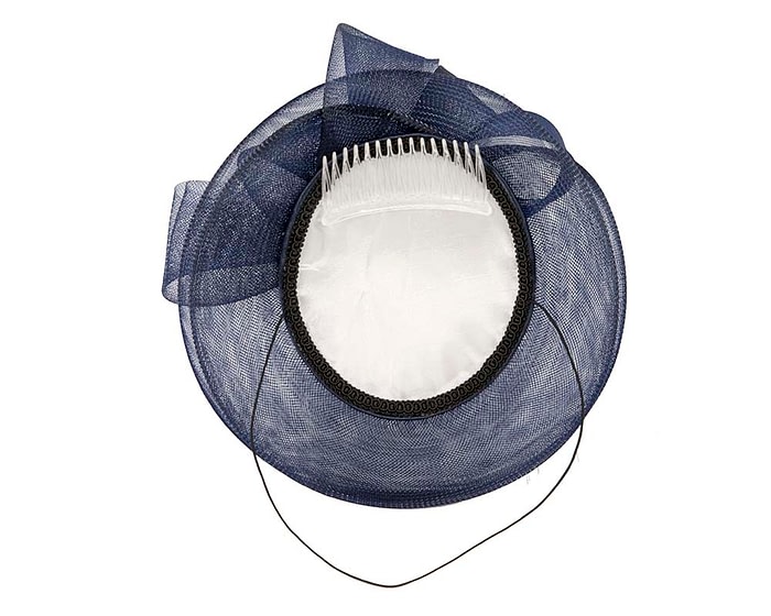 Navy custom made cocktail hat by Cupids Millinery - Image 4
