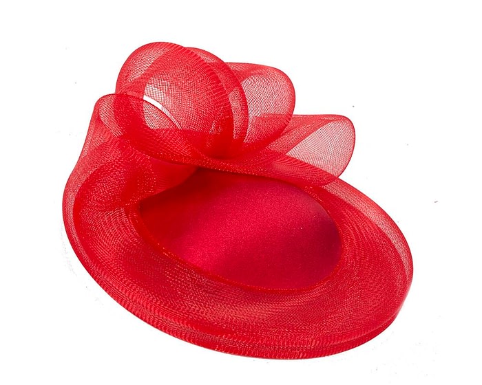 Red custom made cocktail hat by Cupids Millinery - Image 2