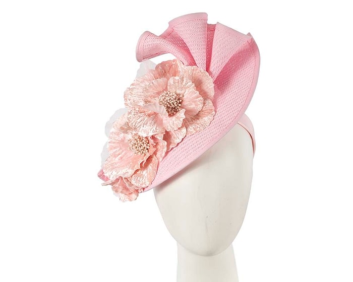 Bespoke large pink flower fascinator by Fillies Collection