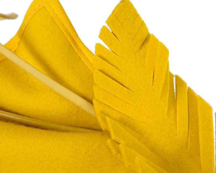Bespoke yellow winter racing fascinator by Fillies Collection - Image 3