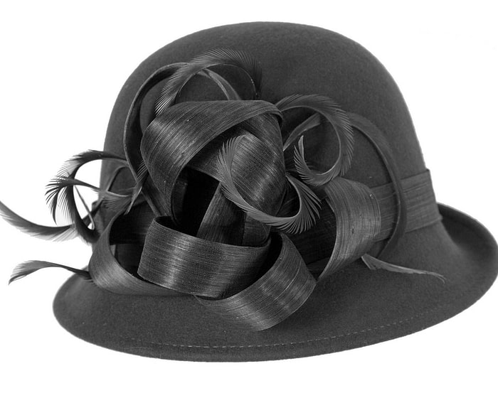 Fascinators Online - Black winter fashion hat by Fillies Collection