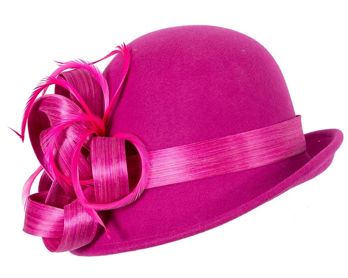 Fuchsia winter fashion hat by Fillies Collection - Image 2