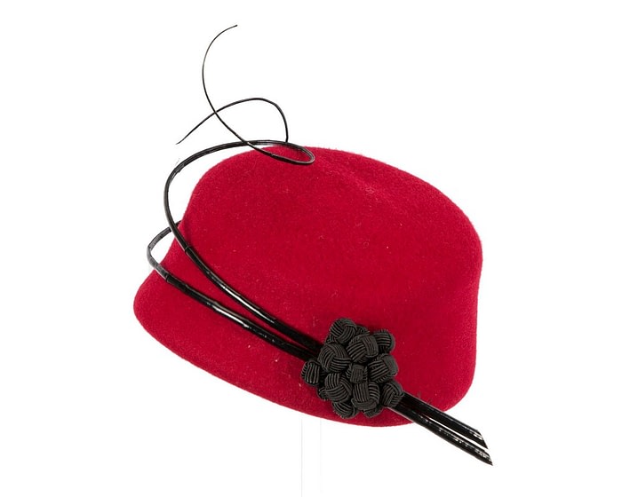 Red winter racing fascinator by Fillies Collection - Image 2