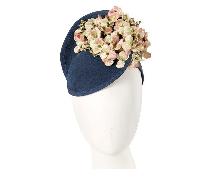 Navy & aqua winter felt fascinator by Fillies Collection