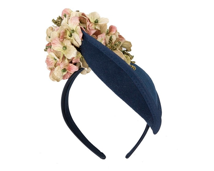 Navy & aqua winter felt fascinator by Fillies Collection - Image 4