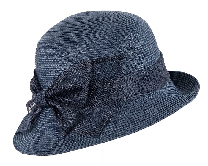 Fascinators Online - Navy cloche hat with bow by Max Alexander