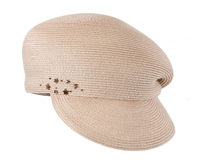 Fascinators Online - Beige cap with beak by Max Alexander