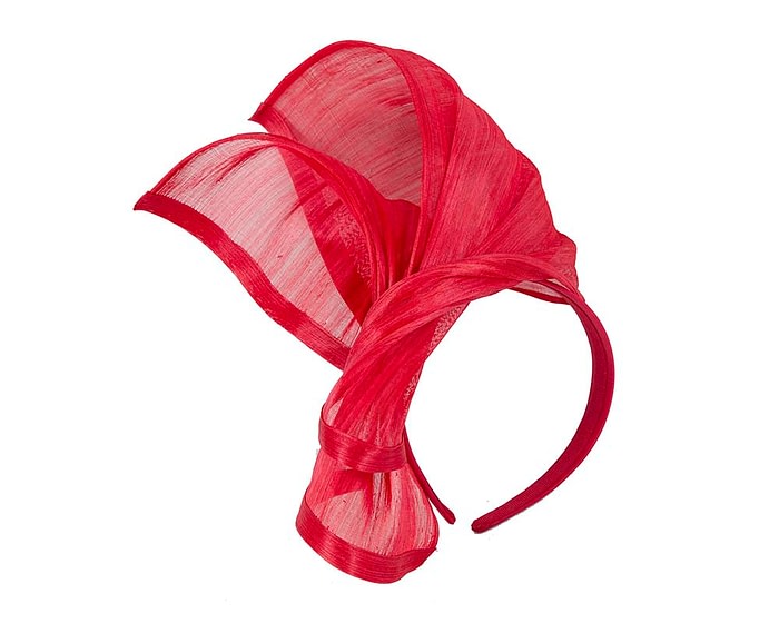 Red twists of silk abaca fascinator by Fillies Collection - Image 2