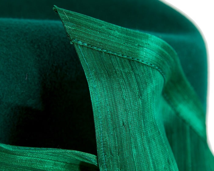 Bespoke green felt fedora by Fillies Collection - Image 5