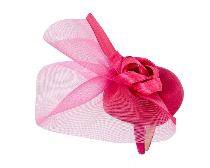 Fascinators Online - Bespoke fuchsia winter racing fascinator by Fillies Collection