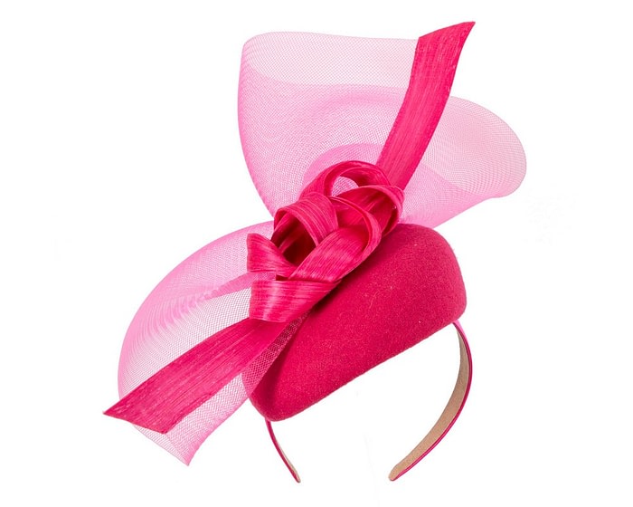 Fascinators Online - Bespoke fuchsia winter racing fascinator by Fillies Collection