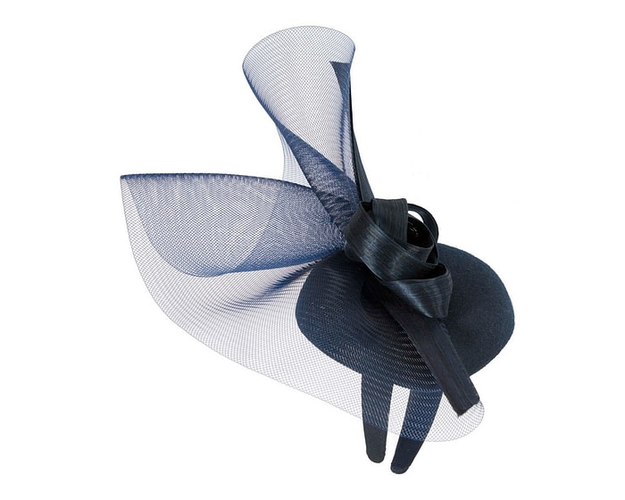 Bespoke navy winter racing fascinator by Fillies Collection - Image 4