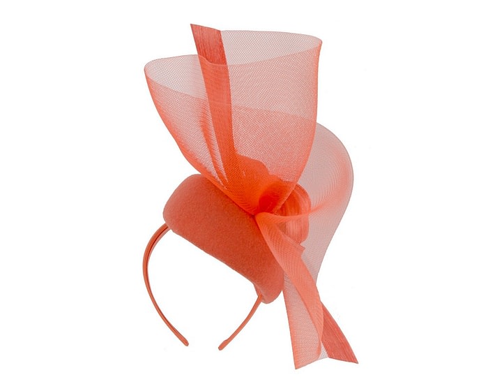 Bespoke orange winter racing fascinator by Fillies Collection - Image 6