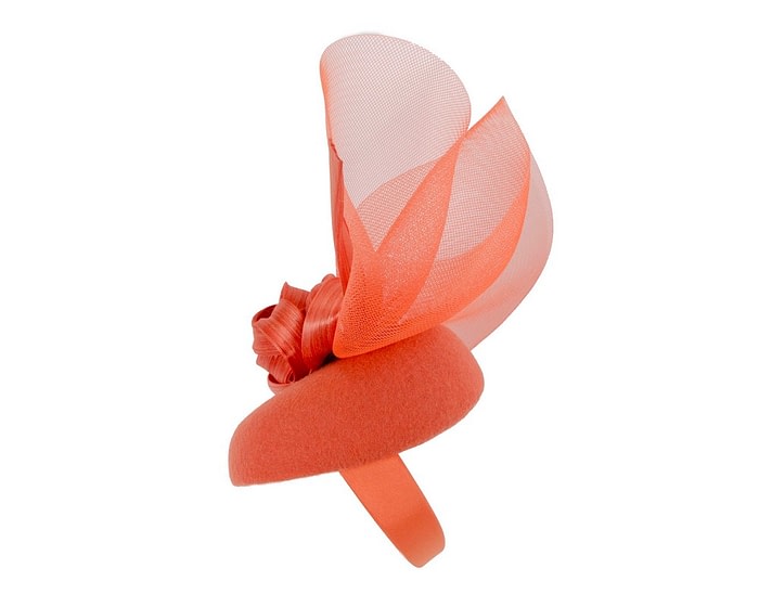Bespoke orange winter racing fascinator by Fillies Collection - Image 3